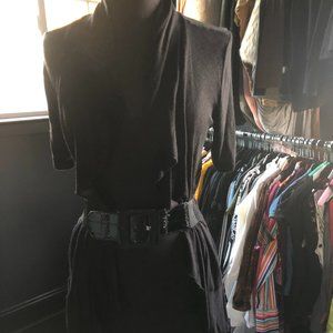 Black Cardigan With Belt Buckle